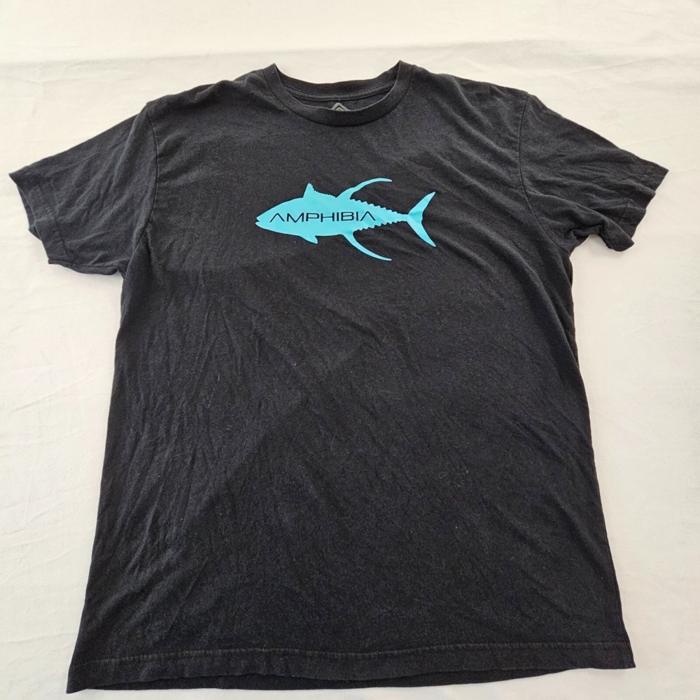 Amphibia Wear Black Short Sleeve Cotton Logo T-Shirt Men's L